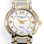 Raymond Weil Othello 2320 White Mother of Pearl dial with Diamond markers close up