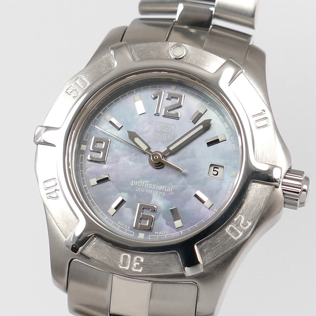 TAG Heuer 2000 Exclusive WN1318 Blue Iridescent Mother of Pearl dial close up