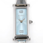 Gucci 1500L Blue sunburst rectangular dial close up