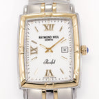Raymond Weil Parsifal 9340 White Rectangular Roman Numeral Dial close up