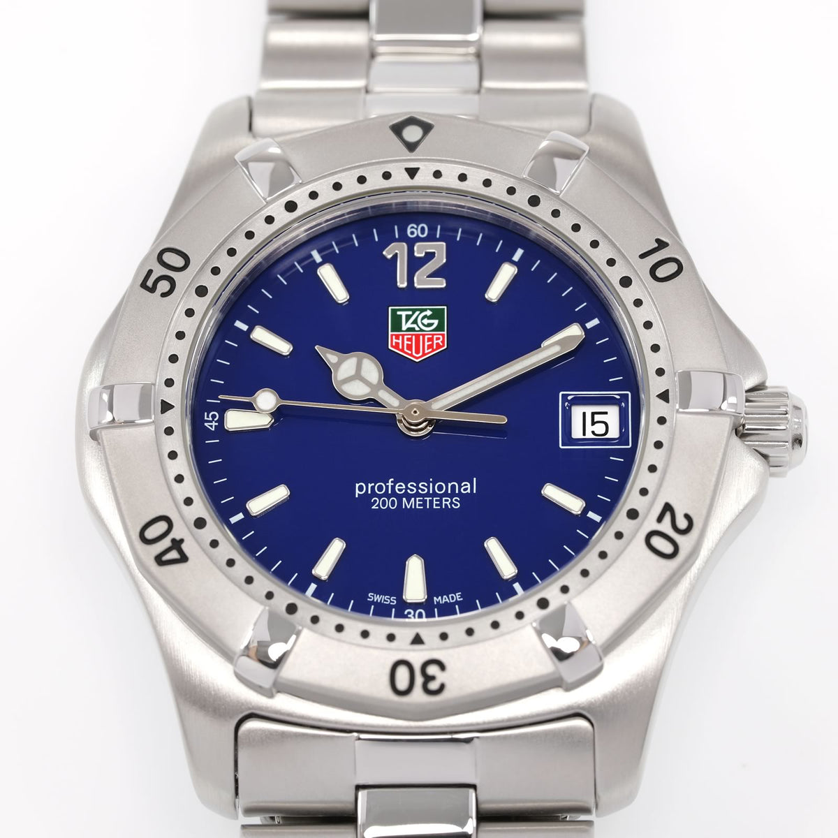 TAG Heuer 2000 WK1113-1 Blue Dial close up