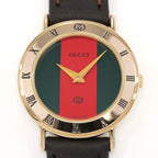 Gucci 3000L Red & Green Dial close up