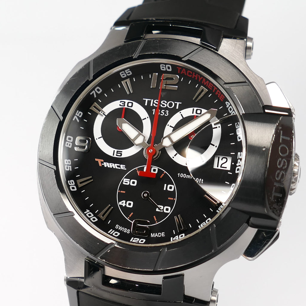 Tissot T-Race T048417A arabic numeral dial close up