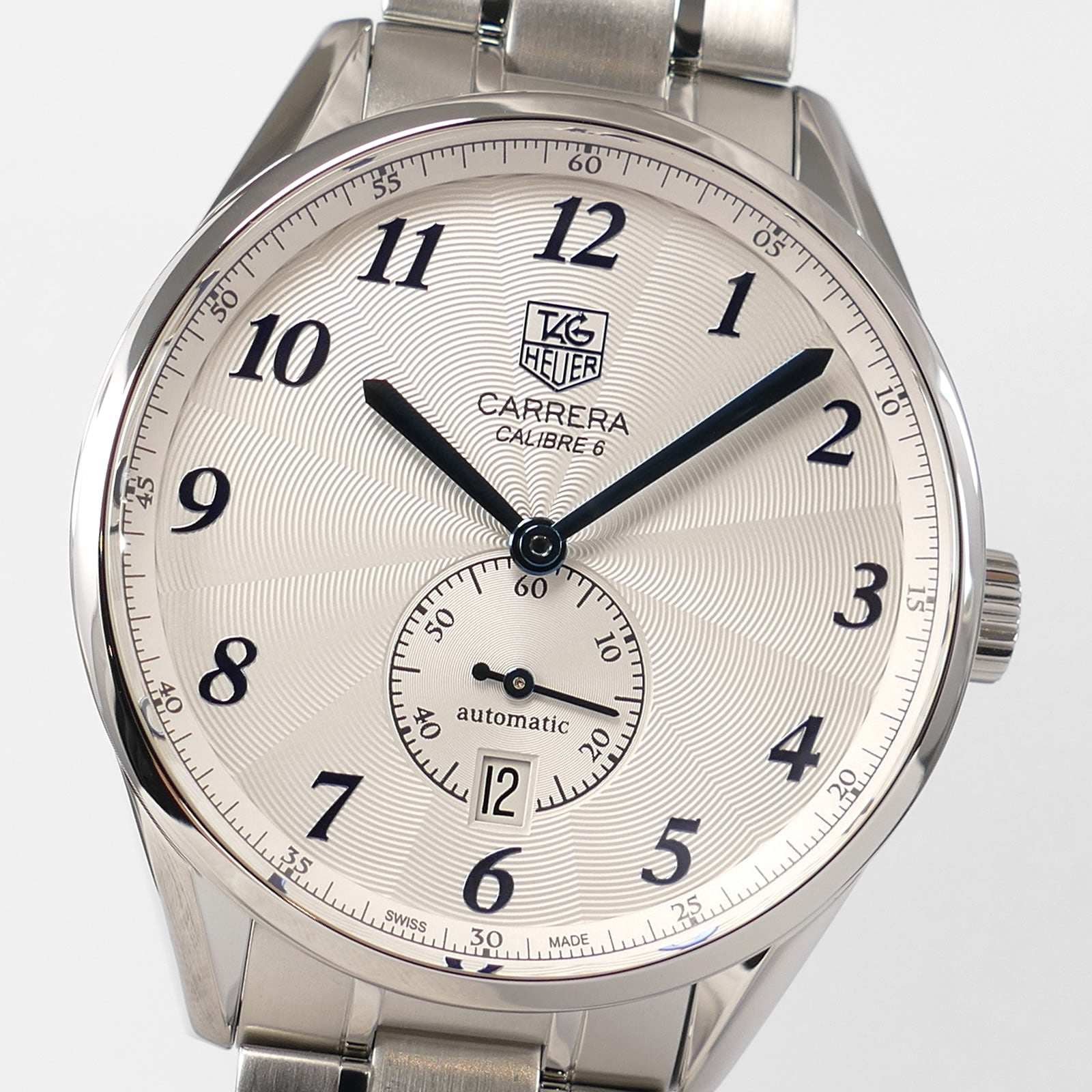 TAG Heuer Carrera Heritage WAS2111 Arabic guilloche dial close up