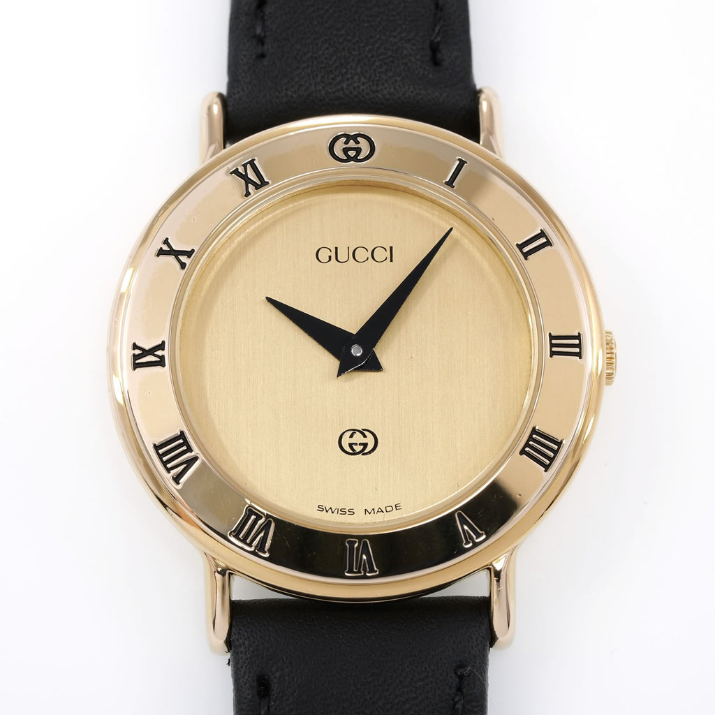 Gucci 3000L Champagne Brushed Dial close up