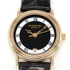 Raymond Weil Geneve 5332 Black & White Roman Numeral Dial close up