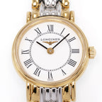 Longines Présence L4.219.2 White Roman Numeral dial close up