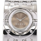Gucci Twirl 112 Brown Sunburst Dial close up