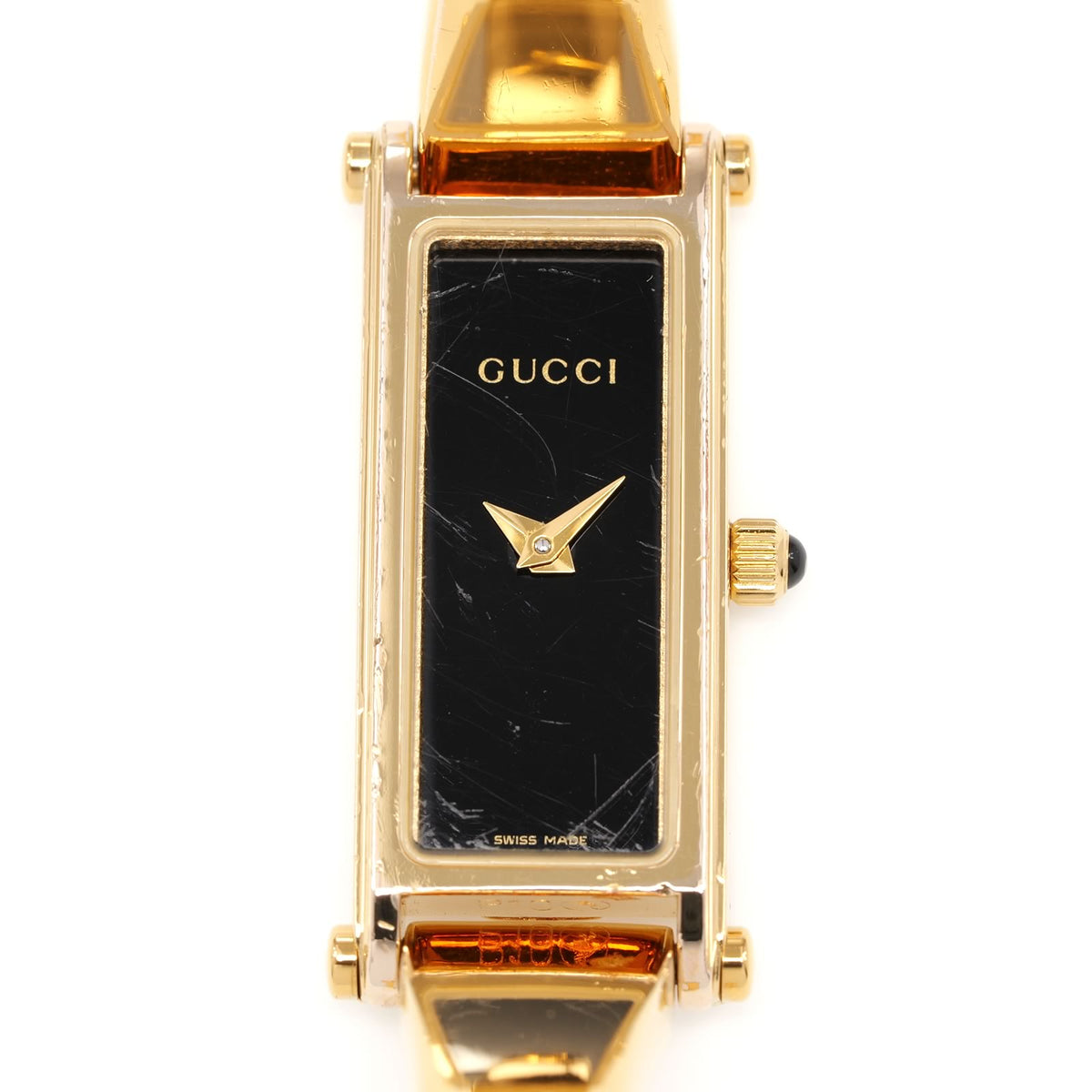 Gucci 1500L Ladies Black Rectangular Dial close up