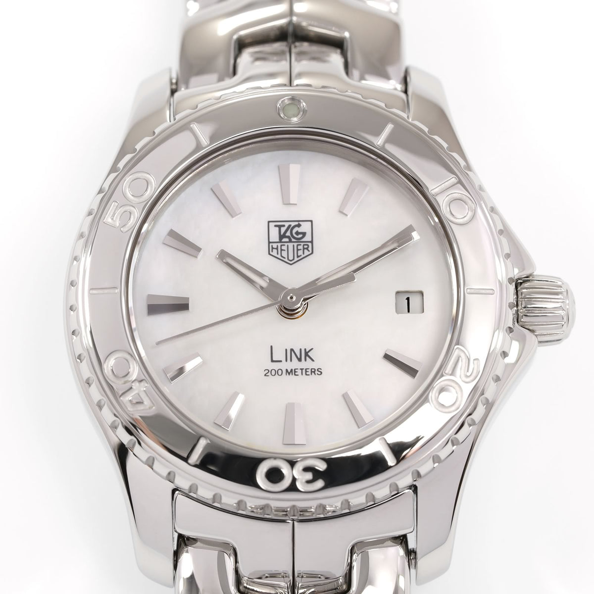 TAG Heuer Link WJ1313-0 White Mother of Pearl Dial close up