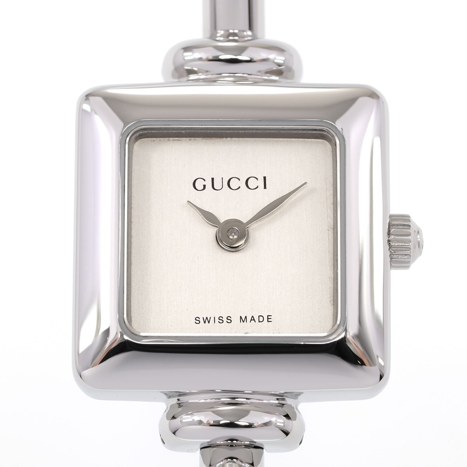 Gucci 1900L Silver Dial Square close up