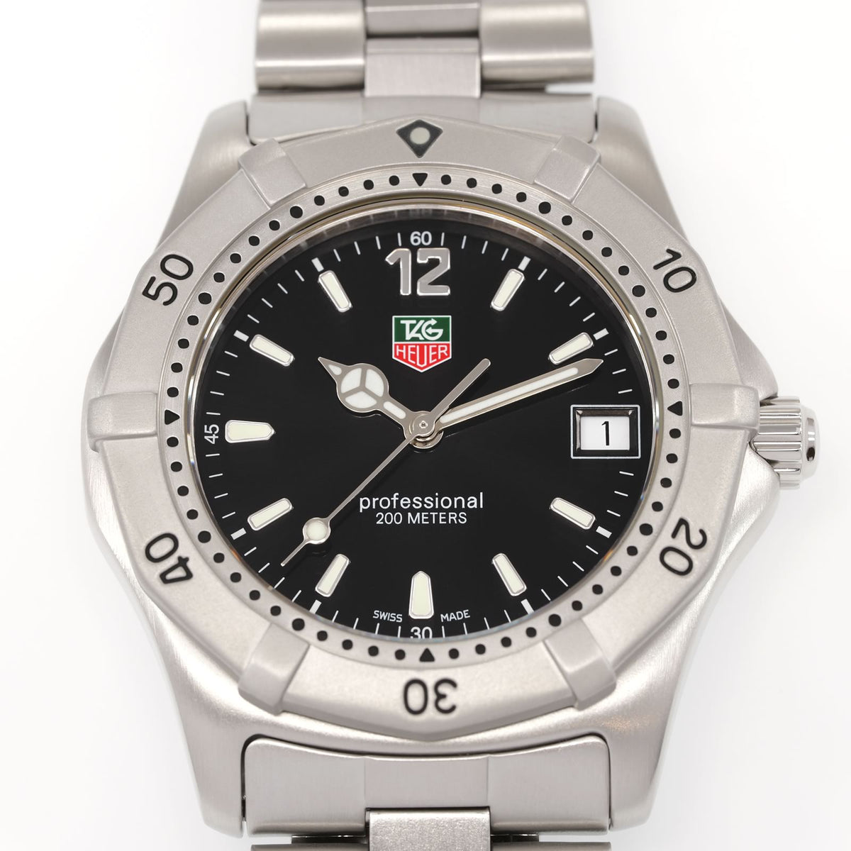 TAG Heuer 2000 WK1110-0 Black Dial close up
