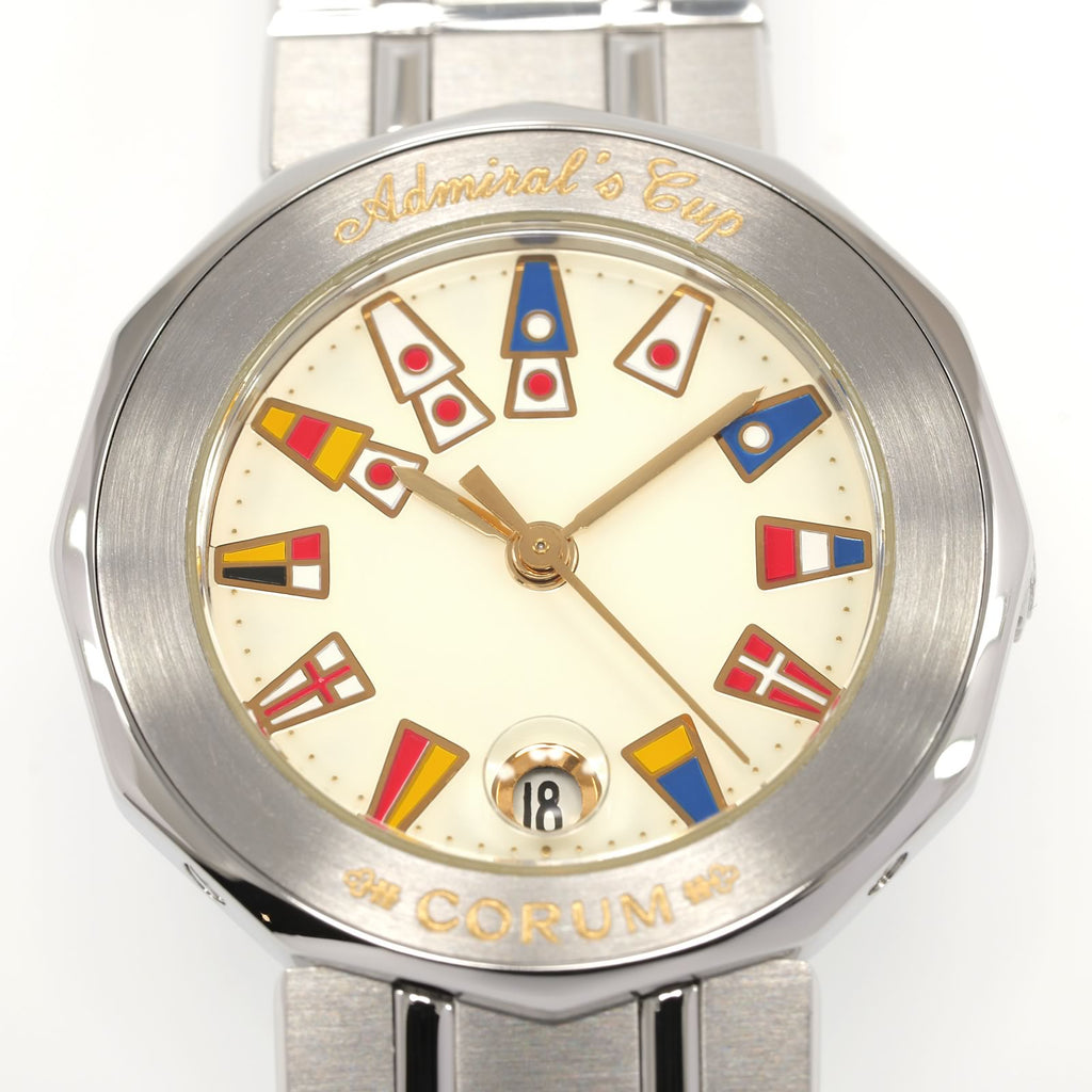 Corum Admiral's Cup 39.610.20 Cream Dial Nautical Pennants close up