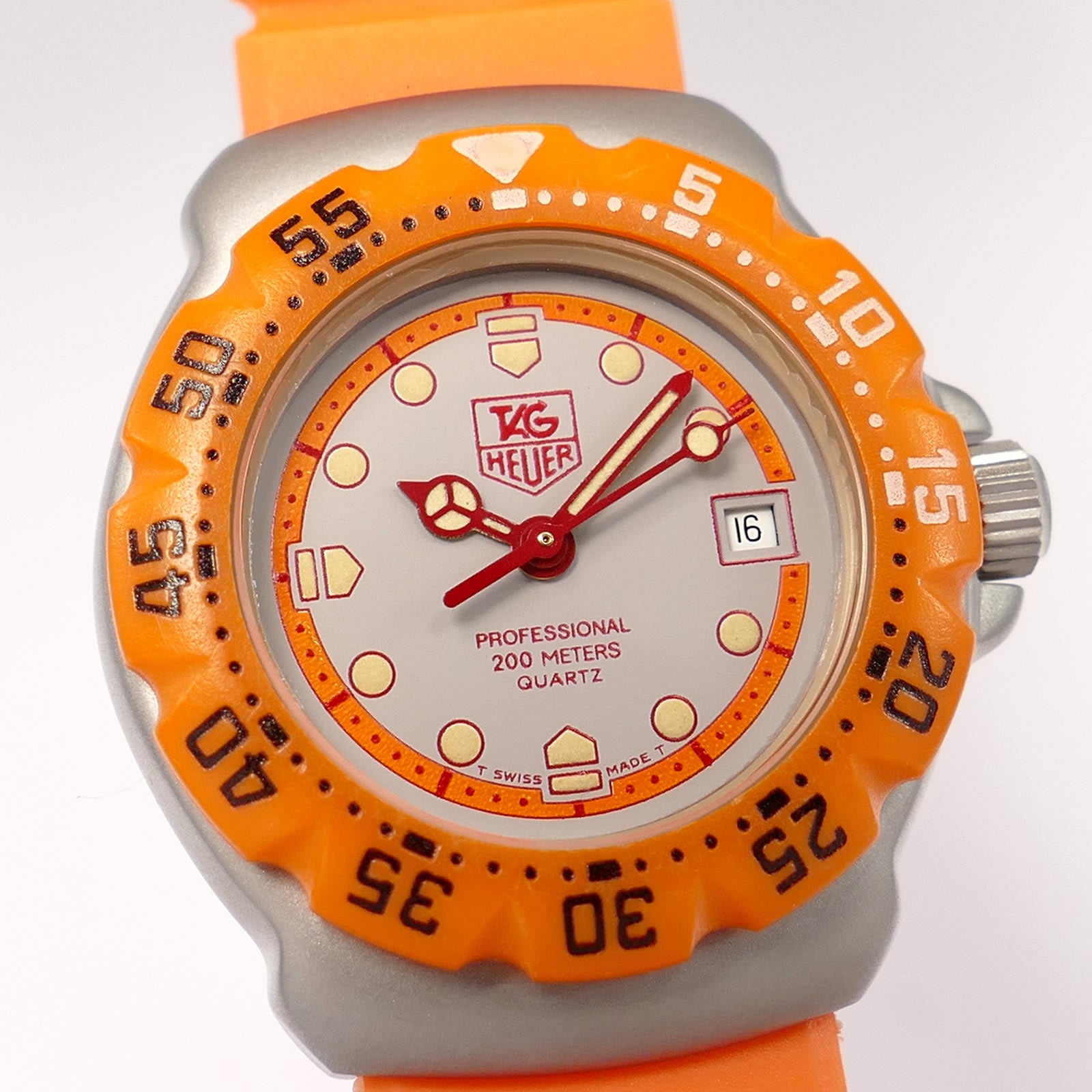 TAG Heuer Formula 1 WA1413 Grey / Orange dial close up