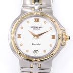 Raymond Weil Parsifal 9190 White Dial 8 Diamonds & Roman Numerals close up