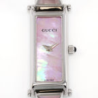 Gucci 1500L Iridescent Pink Mother of Pearl Rectangular Dial close up