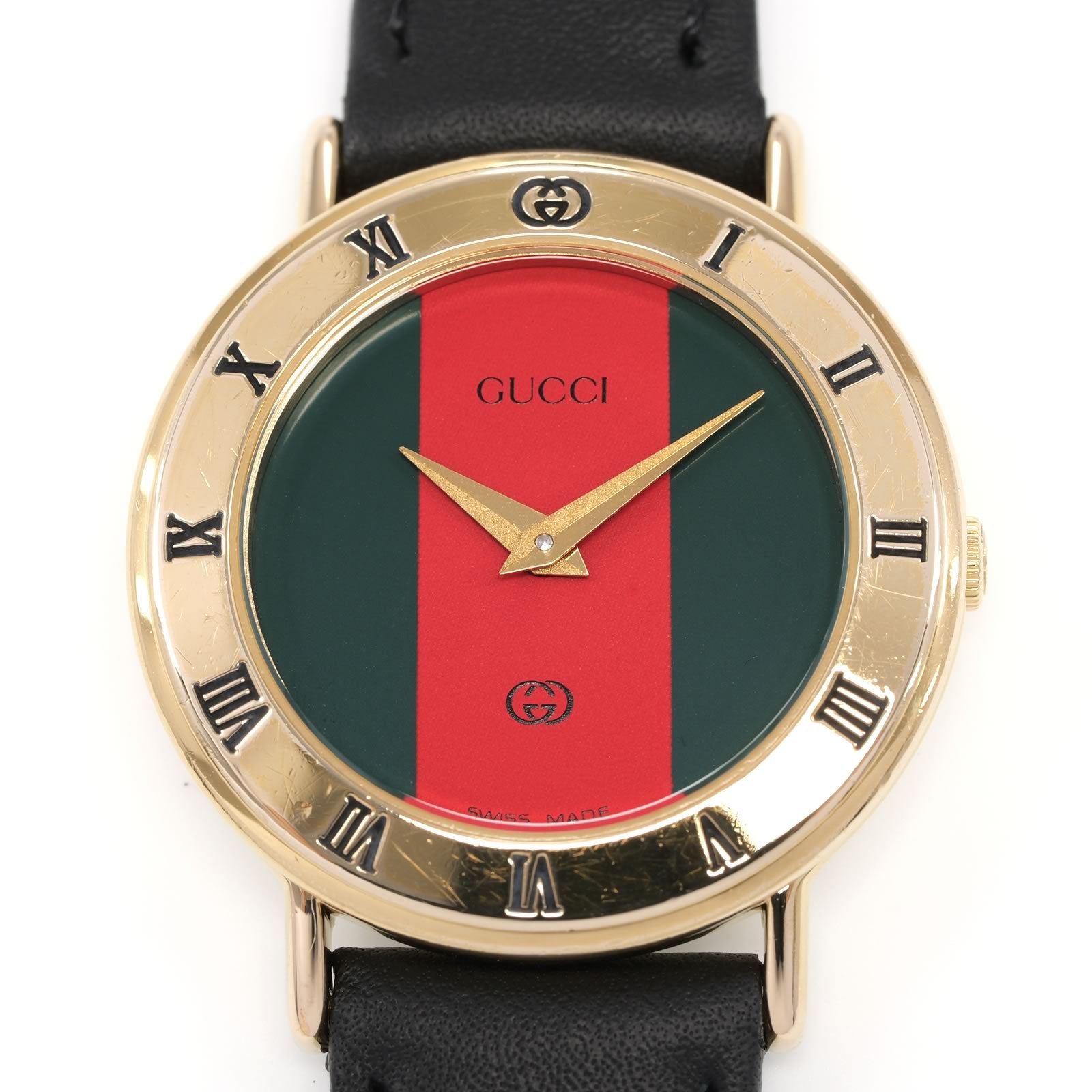 Gucci 3000L Red & Green Dial close up