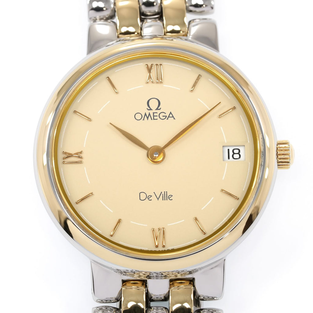 Omega De Ville 7280.63.00 Cream Dial close up with Roman Numerals