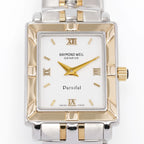 Raymond Weil Parsifal 9730 White Rectangular Quarter Roman Dial close up