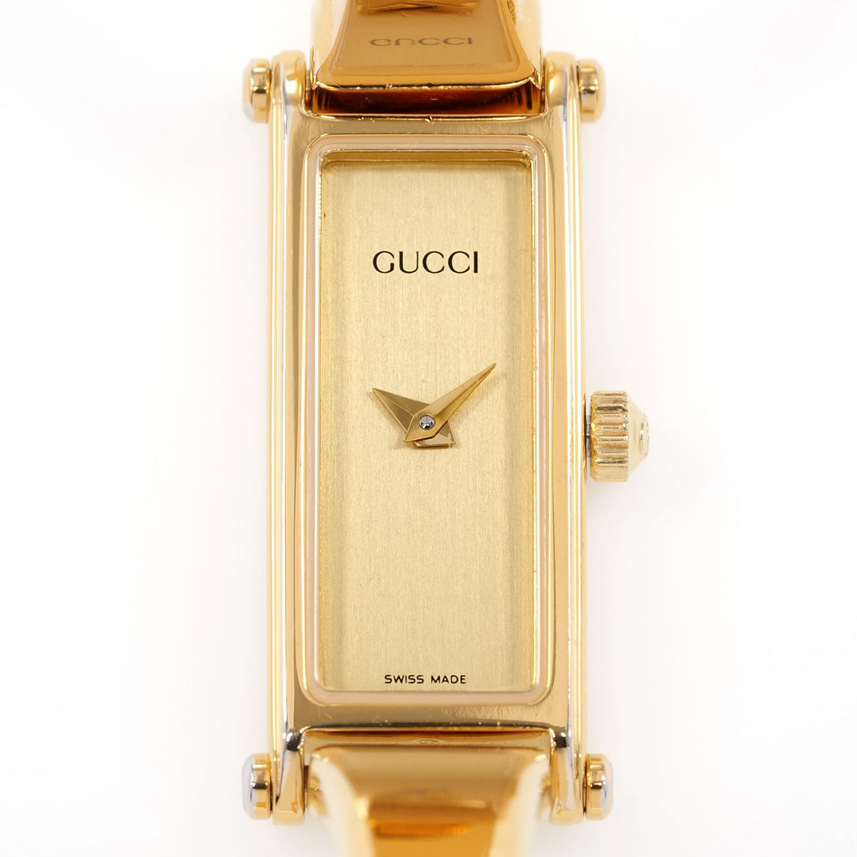 Gucci 1500L Rectangular Champagne Dial close up