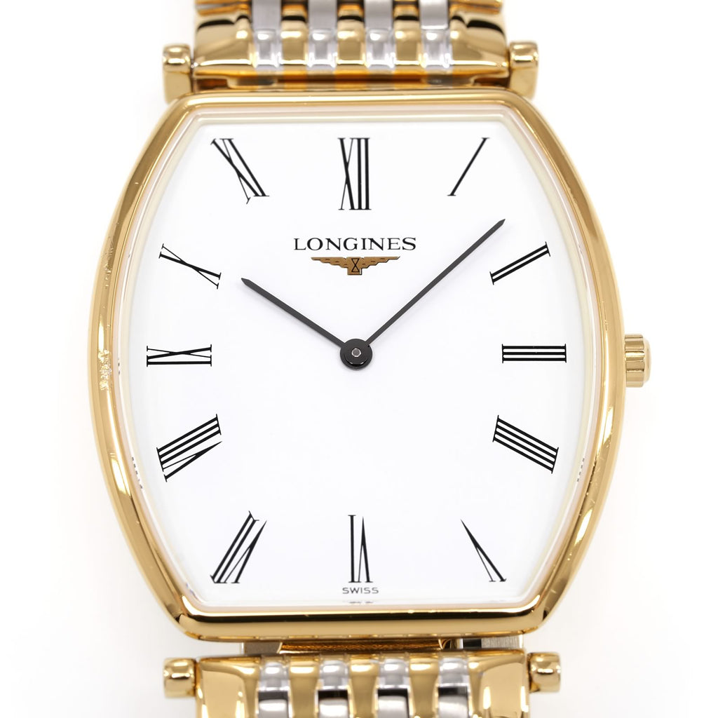 Longines La Grande Classique L4.705.2 White Tonneau Roman Numeral dial close up