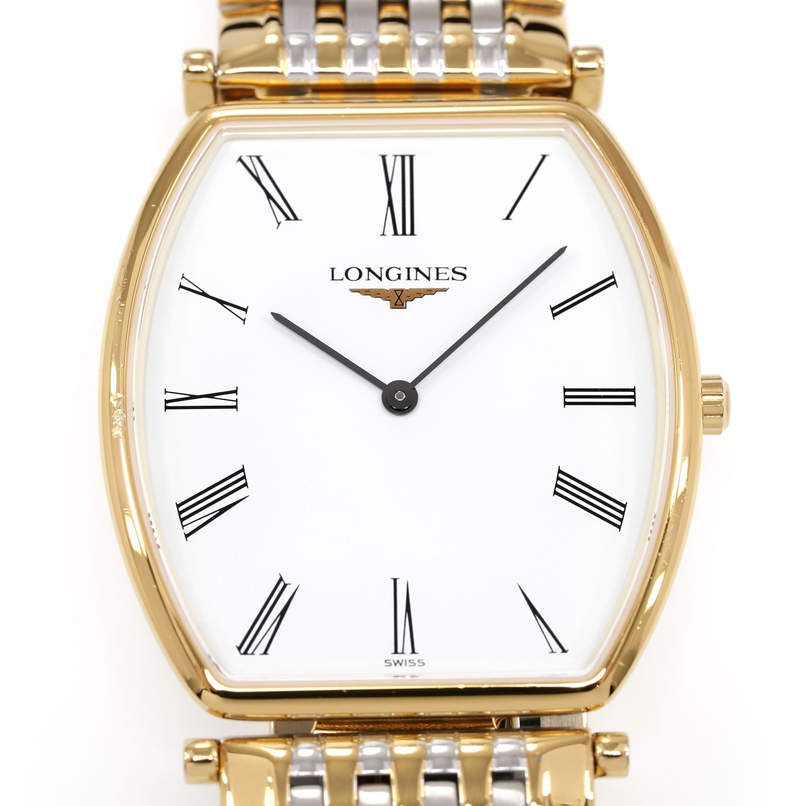 Longines La Grande Classique L4.705.2 White Tonneau Roman Numeral dial close up