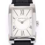 Montblanc Profile 7132 White Rectangular Roman Numeral guilloche dial close up