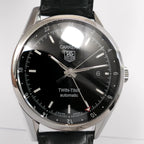 TAG Heuer Carrera WV2115 Twin-Time Black Dial close up