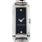 Gucci G-Line 109 Black Rectangular 2 diamond dial close up