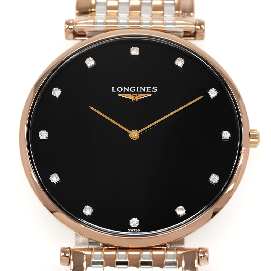 Longines La Grande Classique L4.766.1 Black Diamond Dot Dial close up