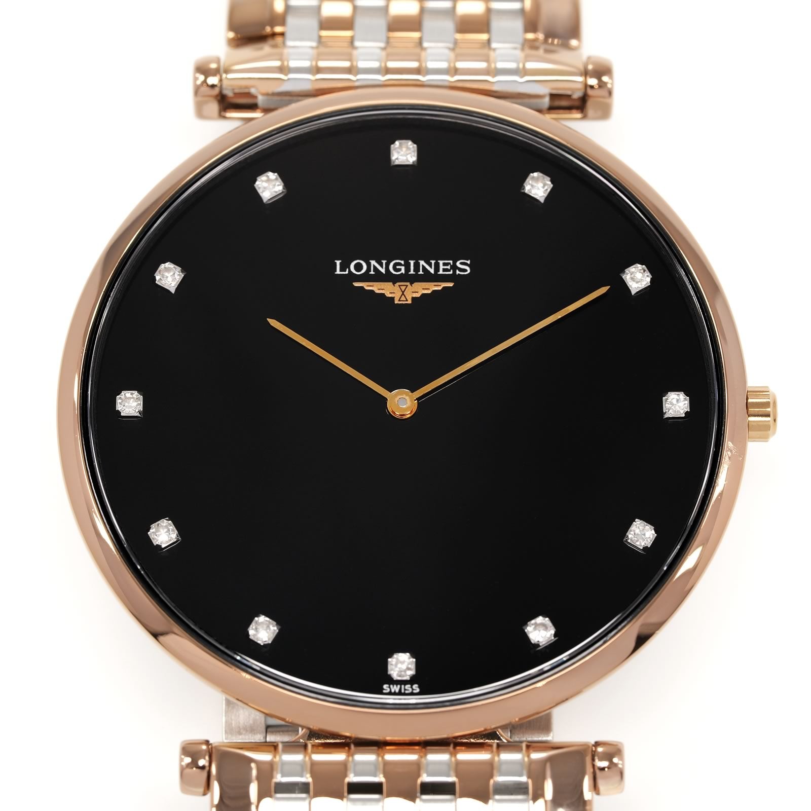 Longines La Grande Classique L4.766.1 Black Diamond Dot Dial close up