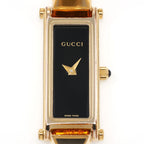 Gucci 1500L Black Rectangular Dial close up