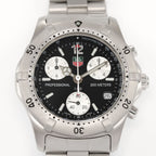TAG Heuer 2000 Chronograph CK1110-0 Black / Silver Dial close up