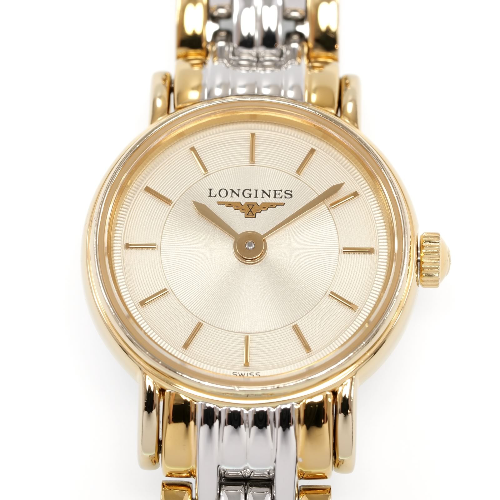 Longines Présence L4.219.2 Champagne Sunburst Dial close up