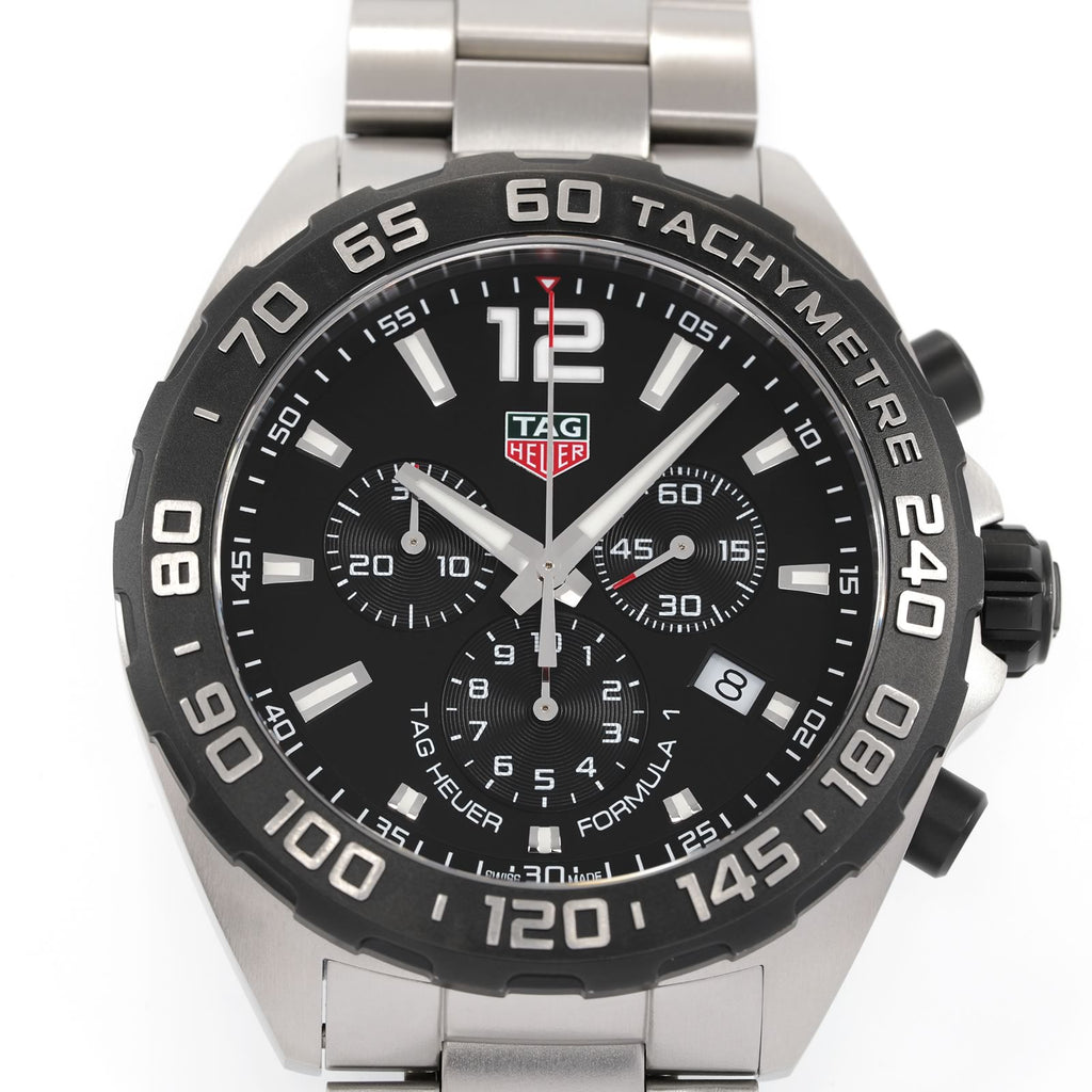 TAG Heuer Formula 1 Chronograph CAZ1010 Black Dial close up