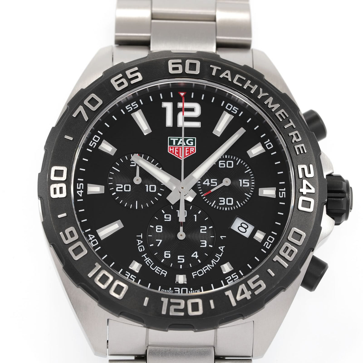 TAG Heuer Formula 1 Chronograph CAZ1010 Black Dial close up