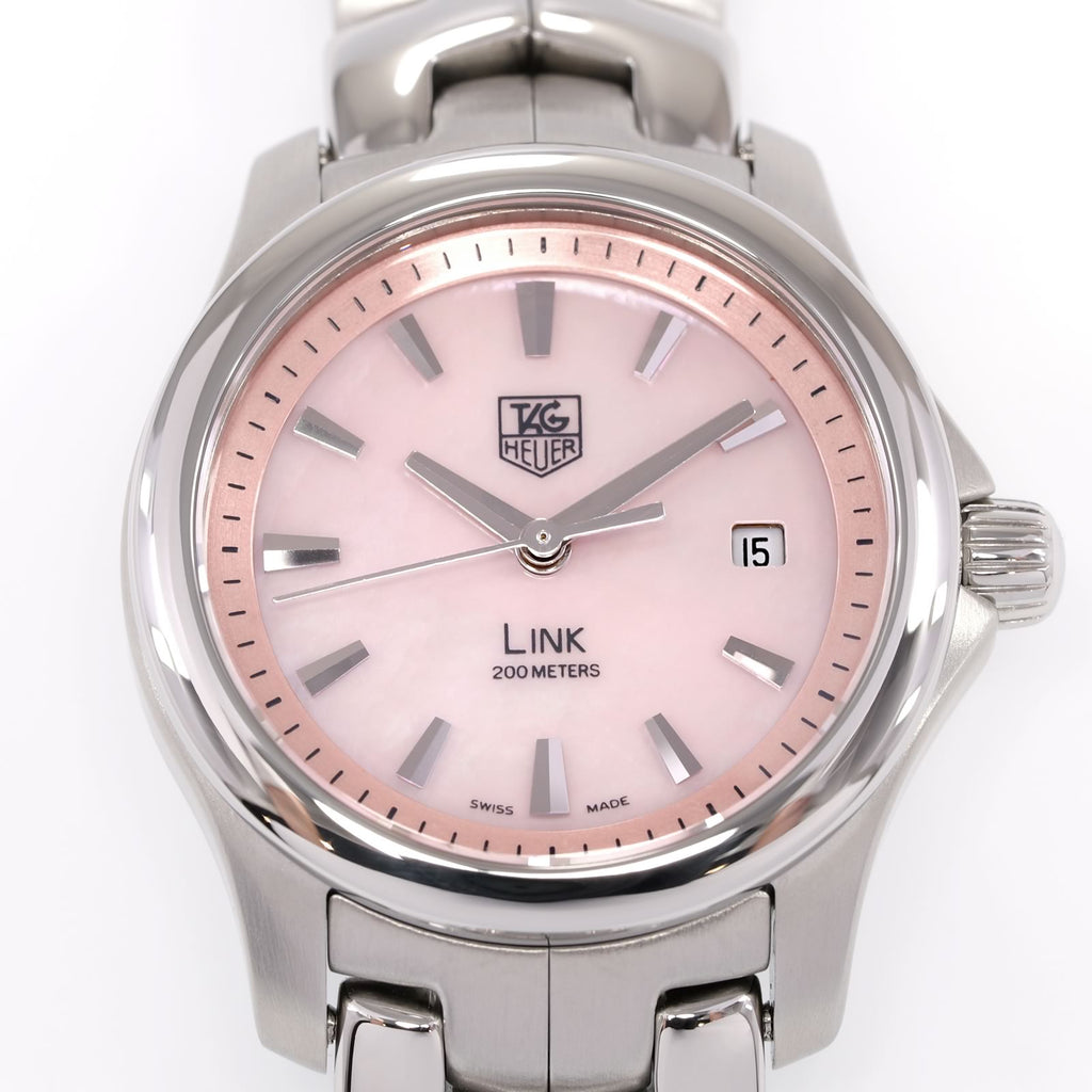 TAG Heuer Link WJF1312 Pink Mother of Pearl Dial close up