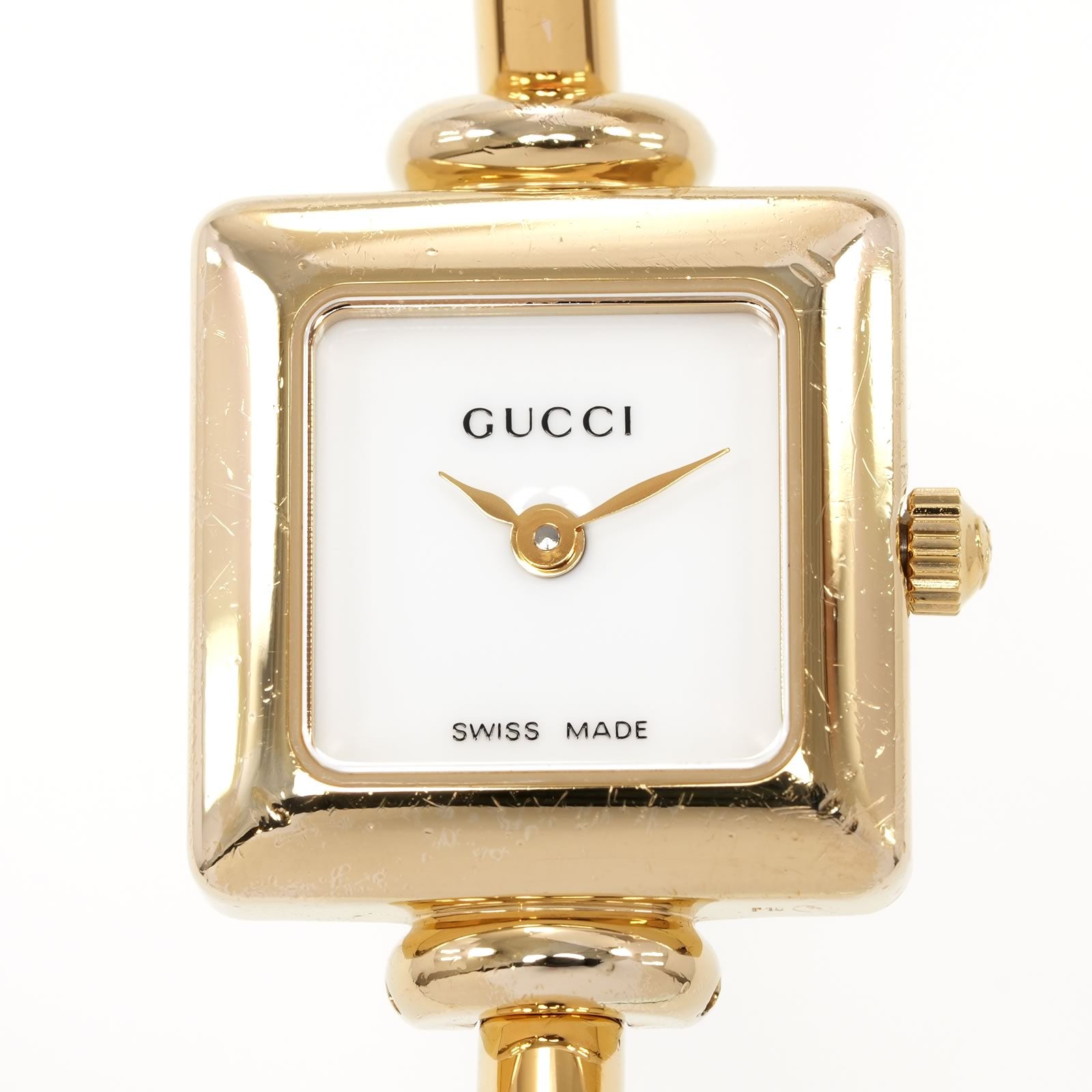Gucci 1900L Ladies 19mm Square White Dial all 18k Gold Plated