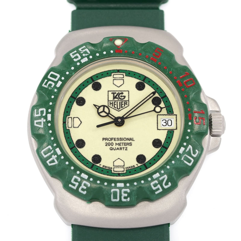 TAG Heuer Formula 1 WA1212 Luminous Green Dial close up