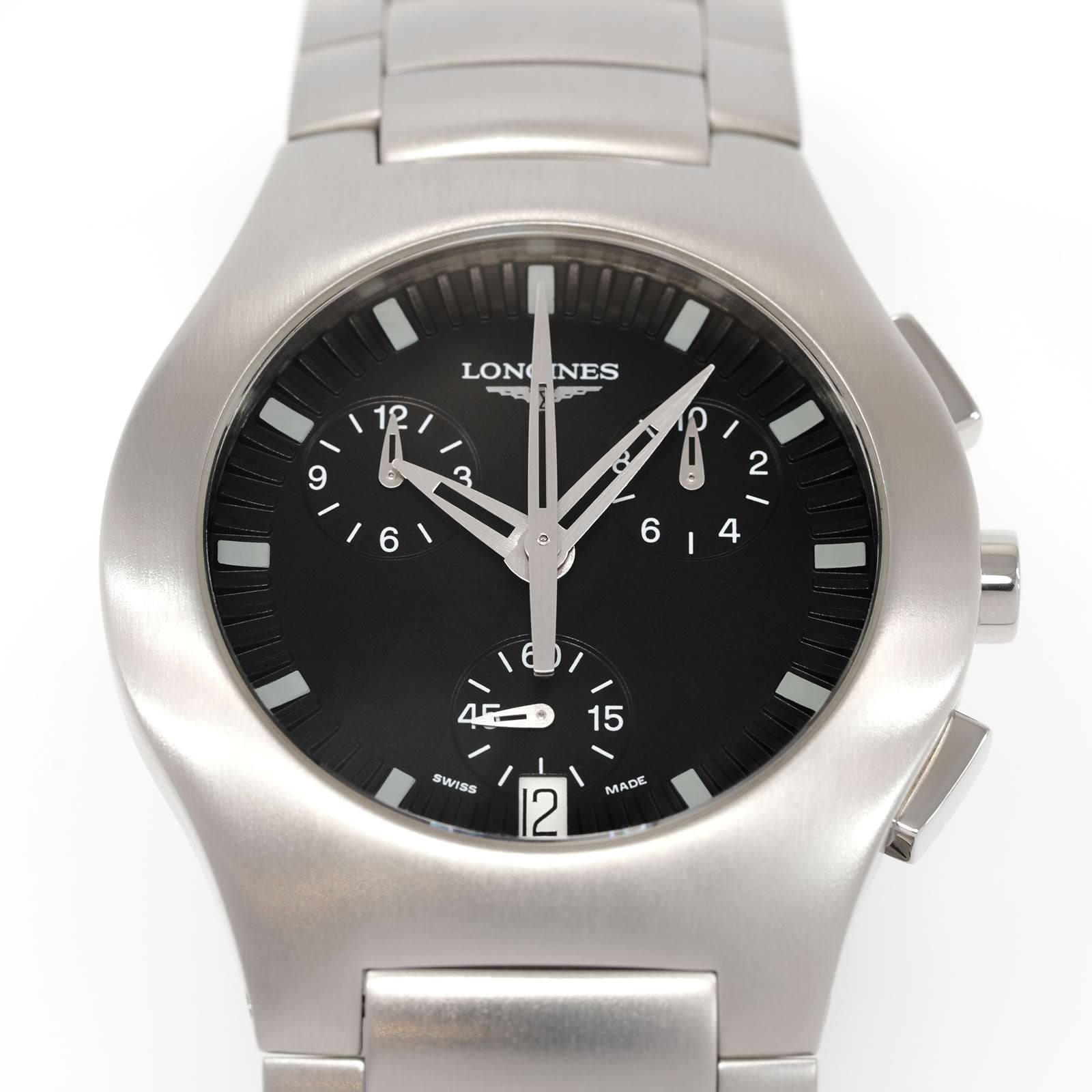 Longines Oposition L3.618.4 Black Dial close up