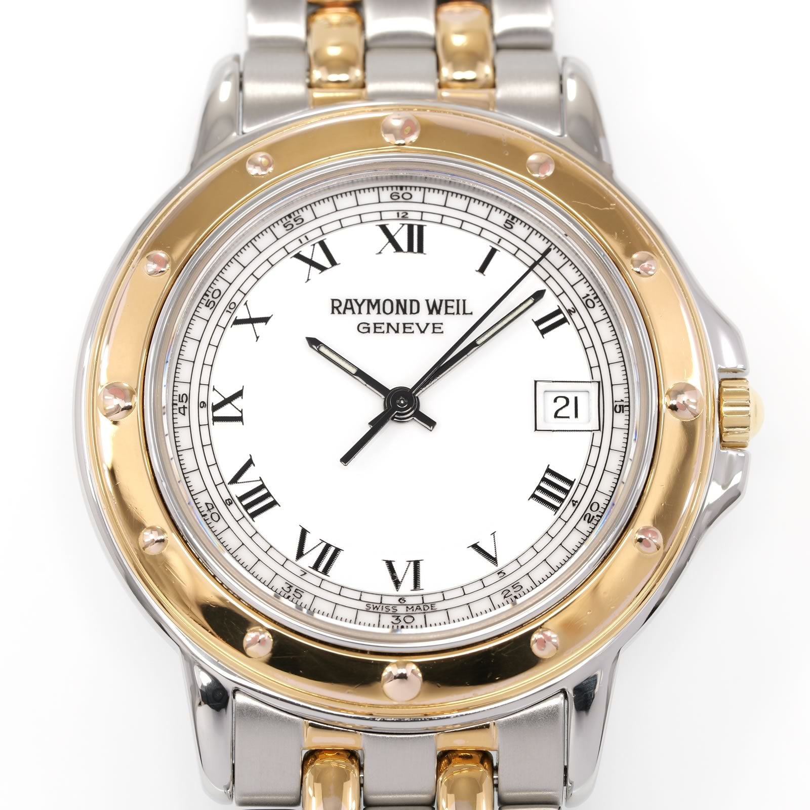 Raymond Weil Tango 5560 White Roman Numeral Dial close up
