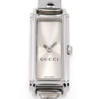 Gucci G-Line 109 Silver Rectangular Sunburst dial close up