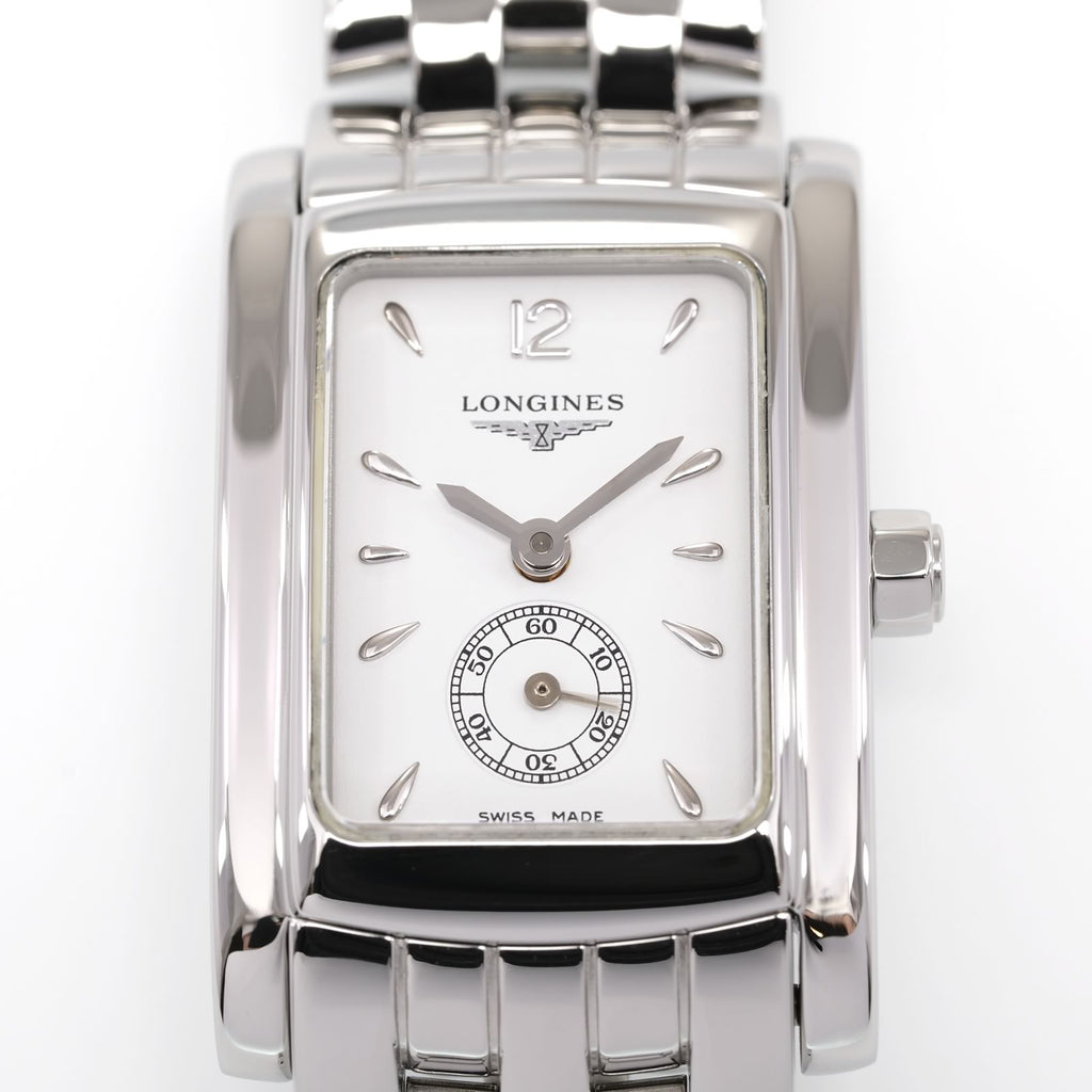 Longines DolceVita L5.155.4 White Rectangular dial close up with sub seconds