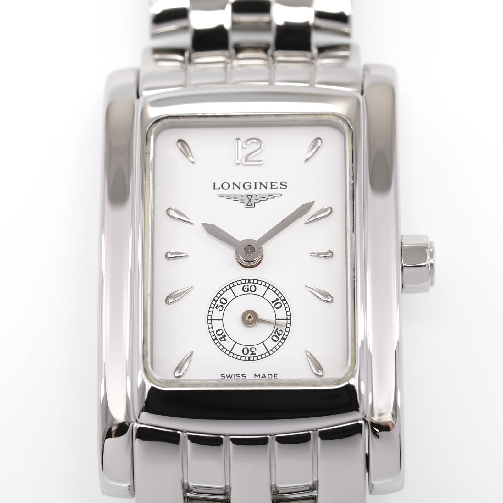 Longines DolceVita L5.155.4 White Rectangular dial close up with sub seconds