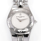 Baume & Mercier Linea 65305 24mm Silver guilloche dial close up