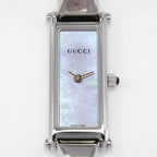 Gucci 1500L Pink Mother of Pearl Rectangular iridescent dial close up