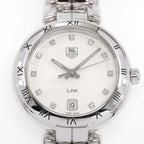 TAG Heuer Link WAT1311 Silver Dial guilloche dial with diamonds close up