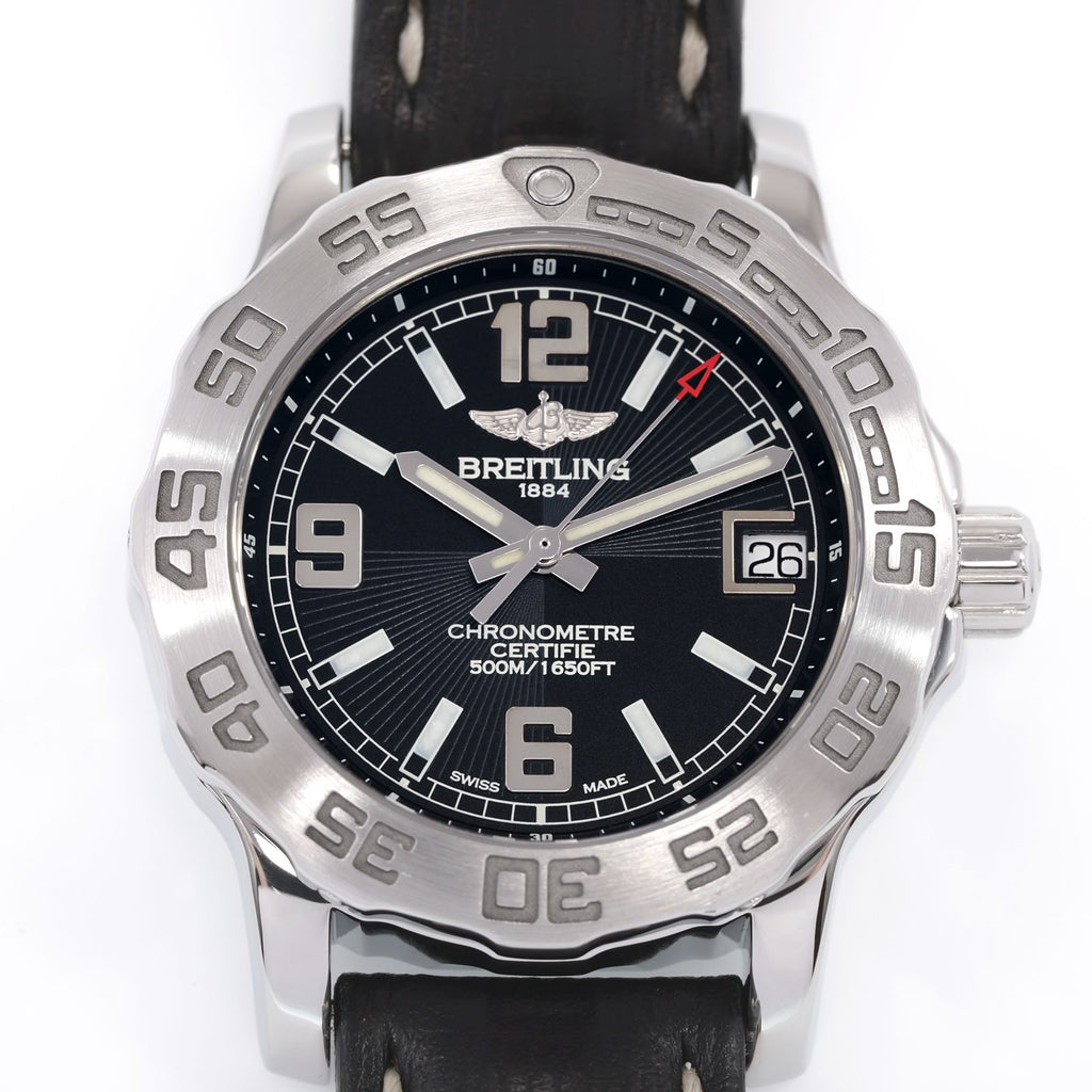 Breitling Colt 33 Black Dial quarter Arabic close up A77387