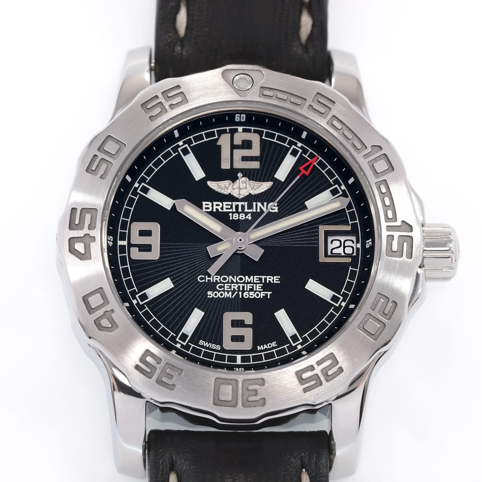 Breitling Colt 33 Black Dial quarter Arabic close up A77387