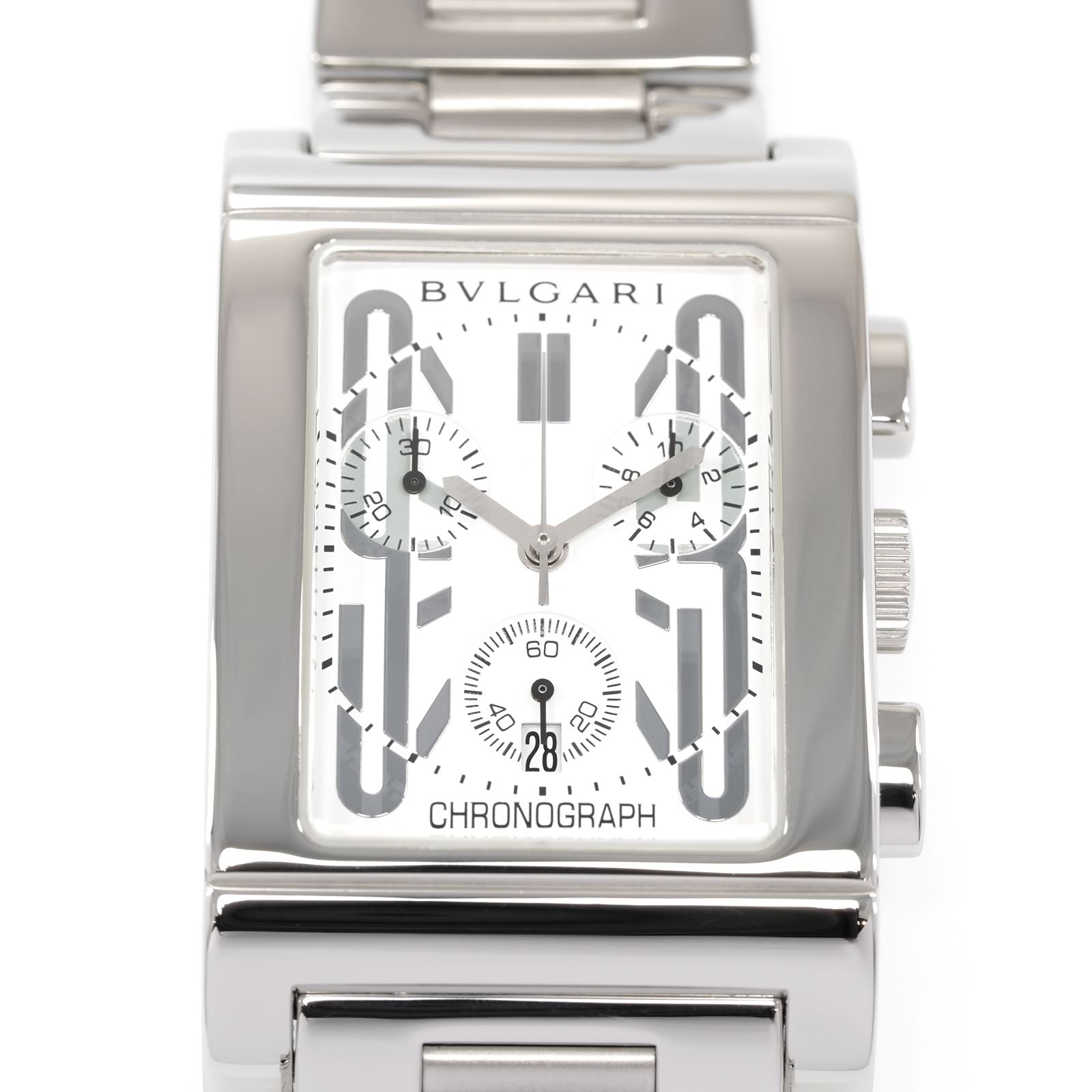Bulgari Rettangolo RTC 49 S White Dial Rectangular close up